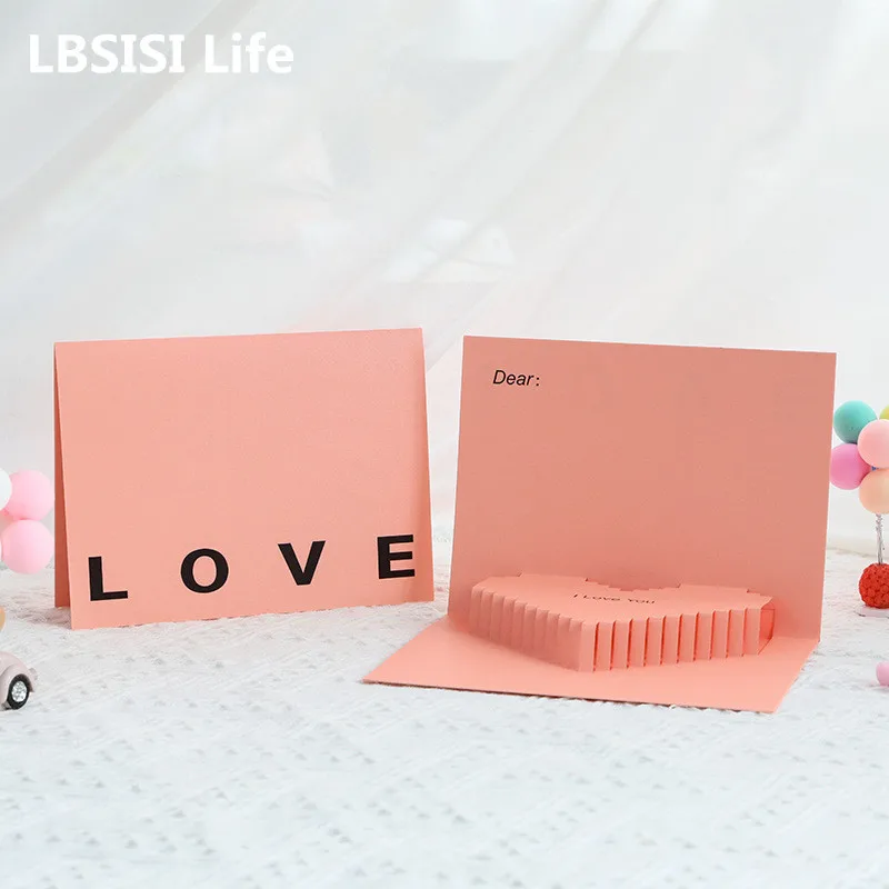 Поздравительная открытка LBSISI Life 3D в форме сердца Подарочная на день Святого Валентина свадебные конверты пригласительные