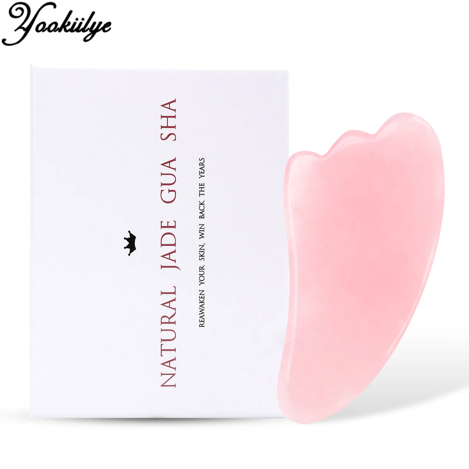 1pc Pink/Green/White Rose Quartz Jade Gua Sha Board with Box Natural Stone Scraper for Face Neck Back Body Face Massager Care