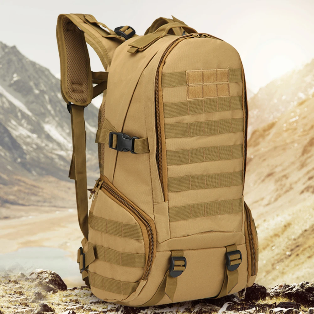 

35L Hiking Shoulder Bag Breathable Trekking Sport Bag Adjustable Chest Strap Climbing Backpack with Buckles/Webbing Side Pockets