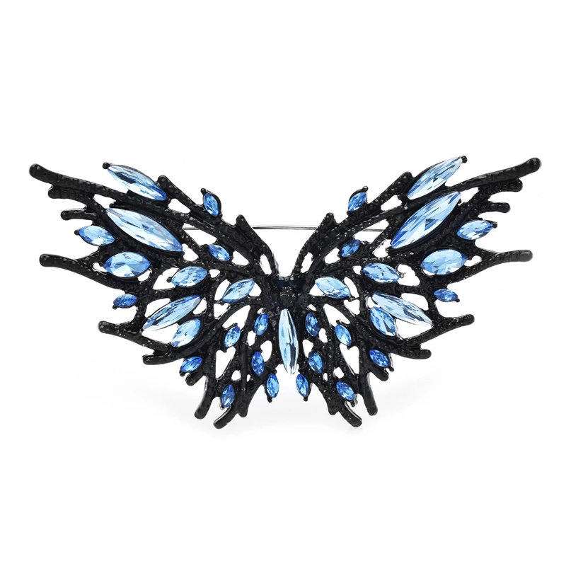 

Wuli&baby Flying Butterfly Brooches For Women Unisex Blue Shining Rhinestone Insects Party Office Brooch Pins Gifts