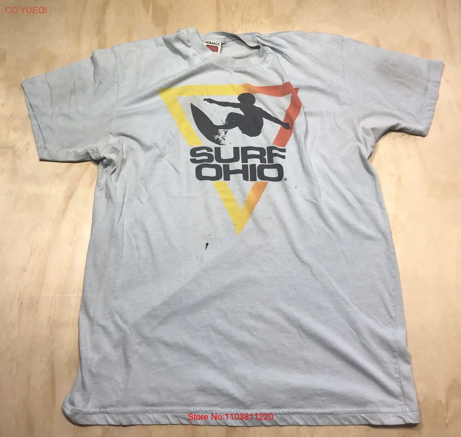 Синяя футболка A1144 Homage Surf Ohio с коротким рукавом большие размеры