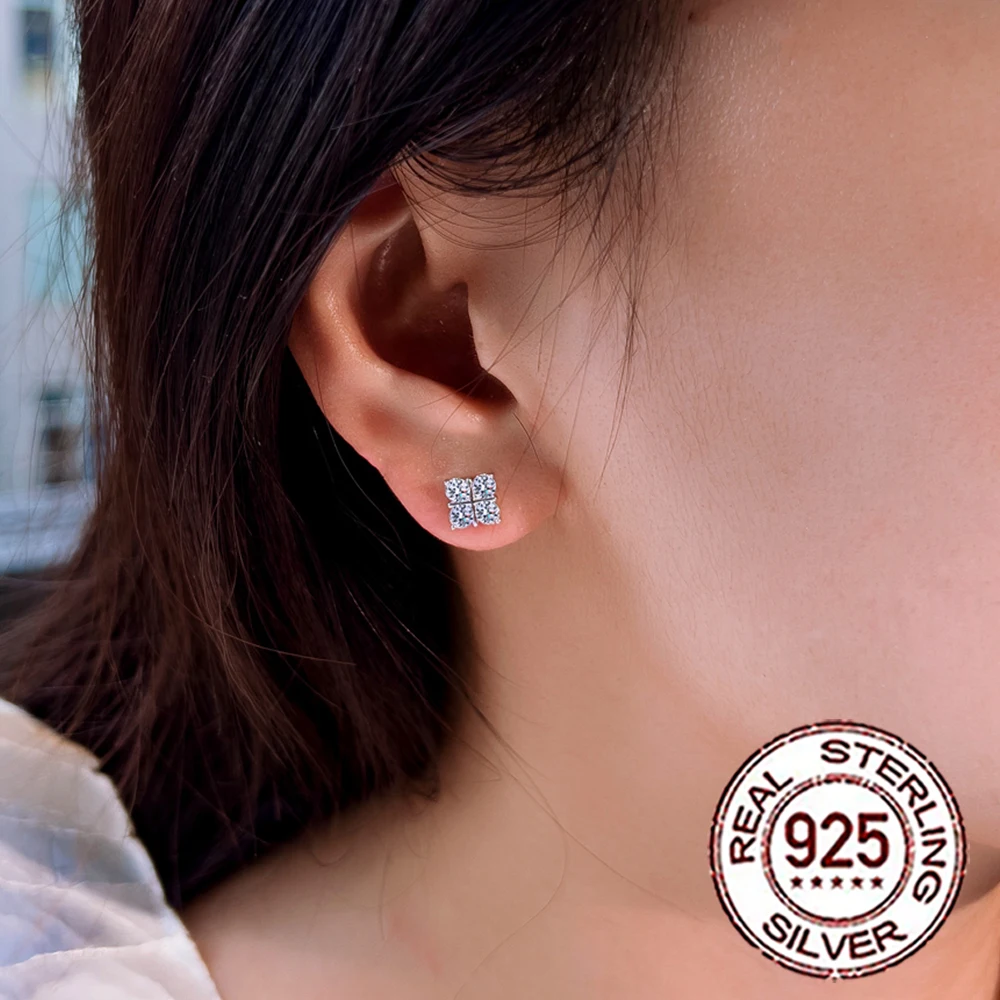 QooLady очаровательные серьги-гвоздики из стерлингового серебра 925 пробы с