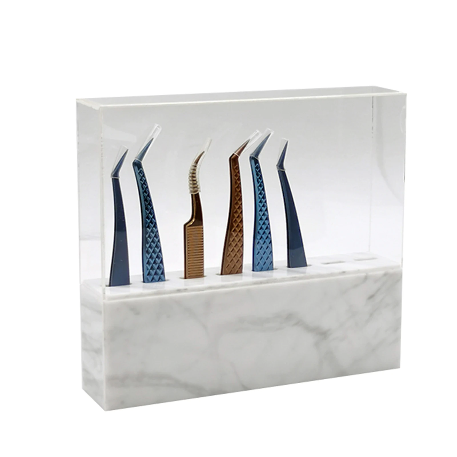 

8-Hole Eyelash Tweezers Storage Organizer Rack Tweezers Display Rack with Dustproof Cover