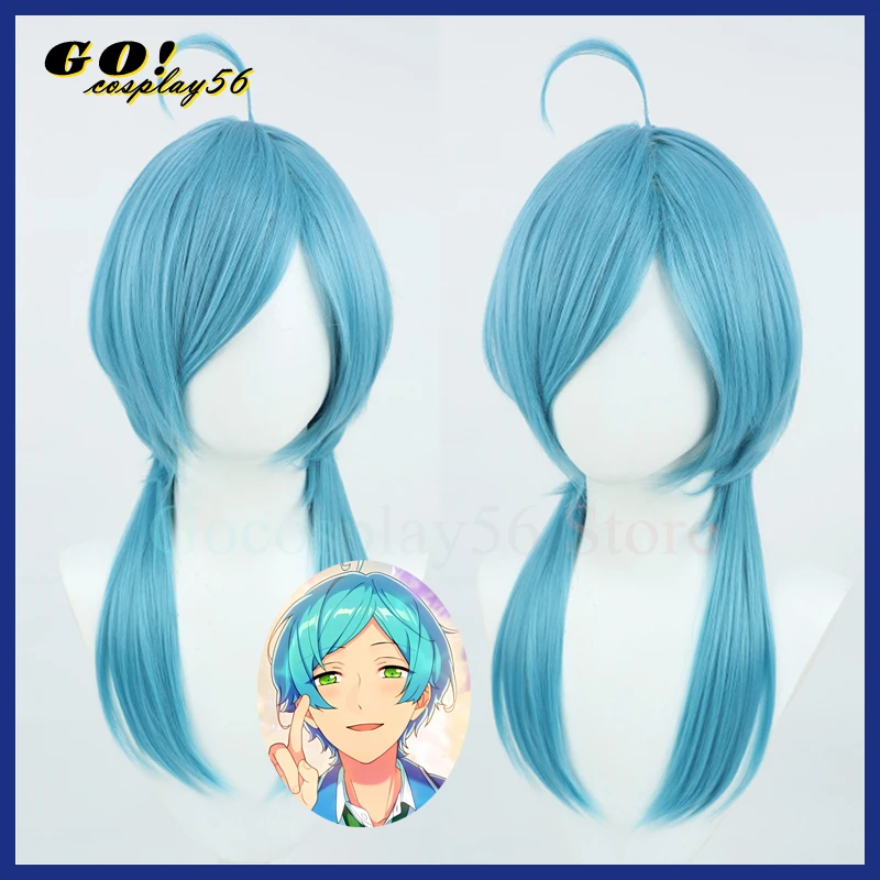 Парик для косплея Shinkai Kanata, женская версия puka с голубыми синтетическими волосами, 50 см в длину, для ролевых игр на Хэллоуин