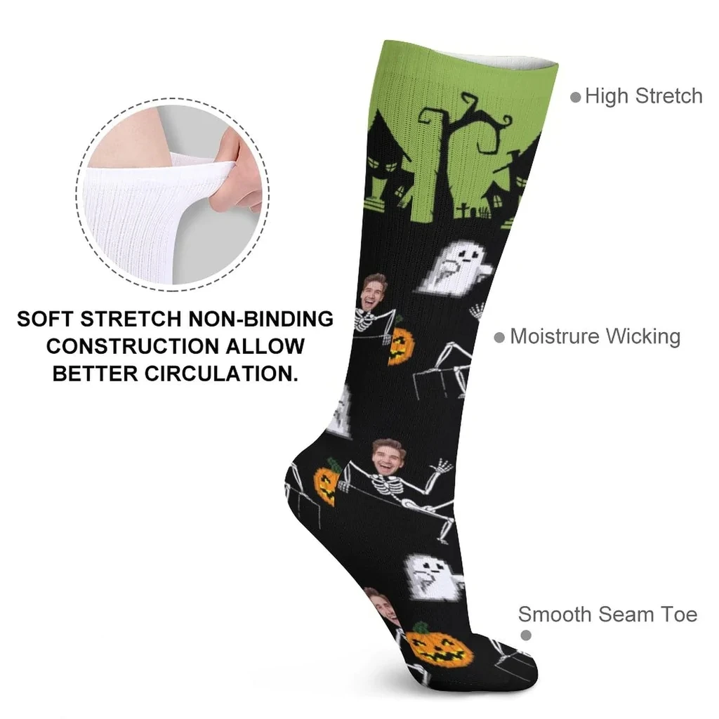 M Yescustom Face Gift для негоее пользовательское лицо сублимированные круглые носки Хэллоуин персонализированные смешные фото носки подарок (art.: 3920bee010e6a) - 3920bee010e6a