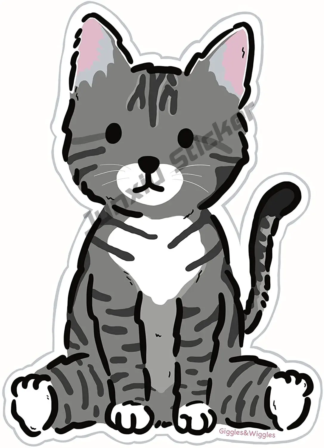 

Car Stickers funny Cartoon Animals Assorted Animals Gray Tabby Cat - Vinyl Decal Car Window Sticker - Cute Unique Animal Design