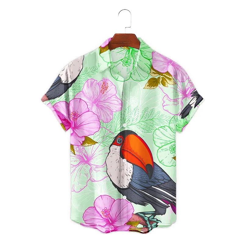 

Men's Ladies Shirts Summer 3D Color Printing Hot Selling High Quality Shirts Trendy Cartoon Bird Cat Snake Pattern Cardigan Top