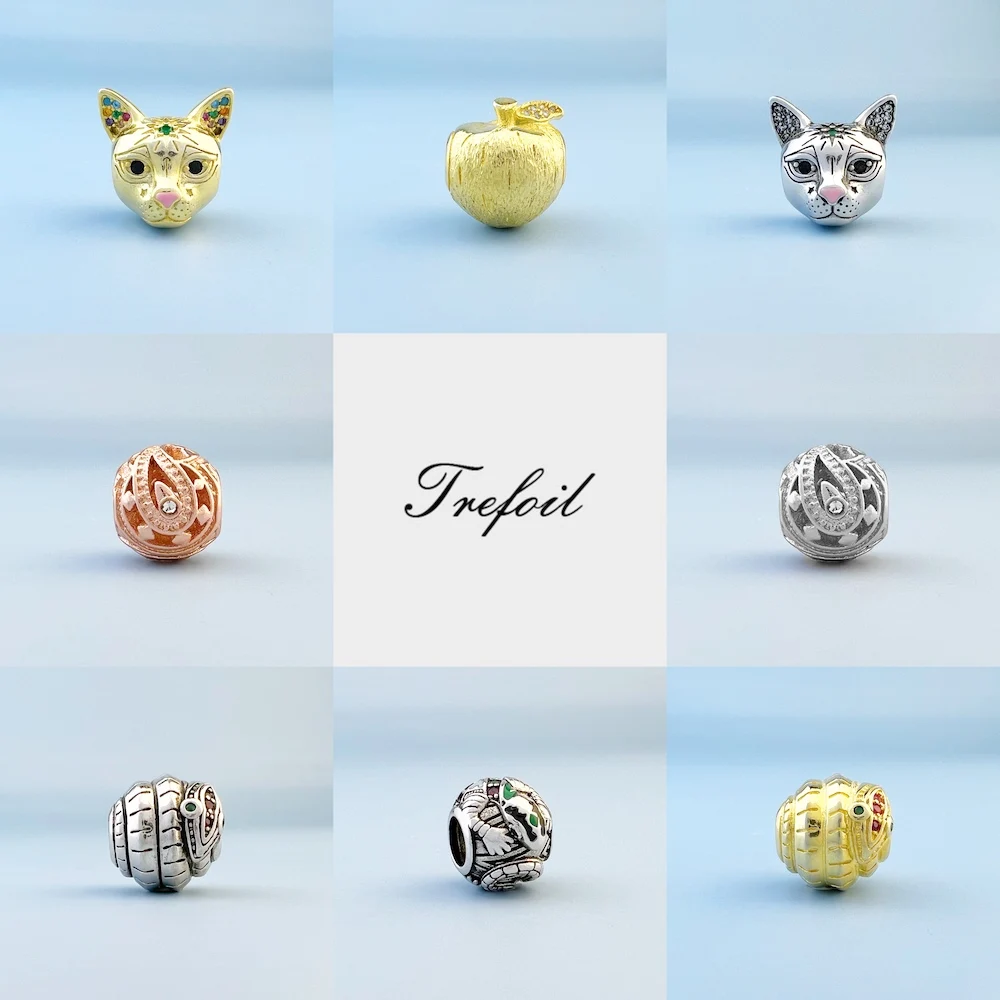 Волшебные бусины кошка змея ящерица яблоко капля воды серебро 925 пробы золотые