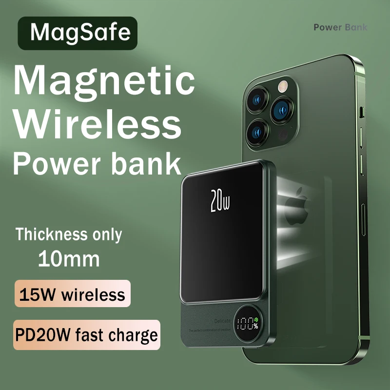 Najtaniej 10000mAh Magnetyczny Bank Mocy PD20W Magsaxing Szybkie ładowanie Zewnętrzna Bateria Dla Iphone 15W Bezprzewodowy ładowanie Powerbank Dla Huawei