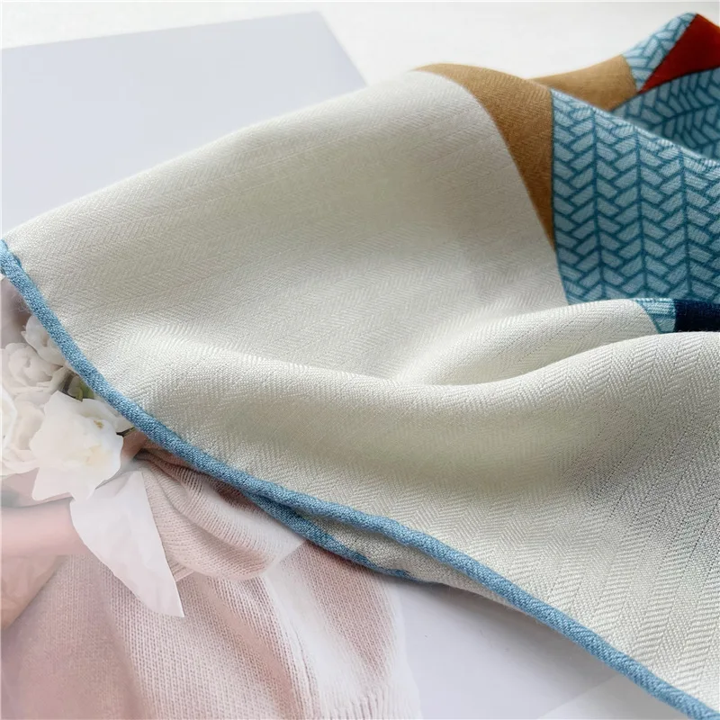 Шёлковый шерстяной кашемировый шарф с принтом животных женские шали большим