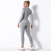 women seamless set fitness sports suits gym clothes workout long sleeve shirts high waist running leggings pants suits