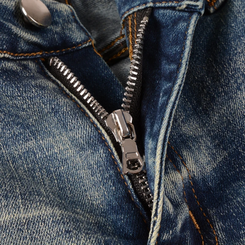 Street Style Fashion Men Jeans Retro Blue Stretch Slim Fit Hole Ripped Jeans Men Patch Designer Brand Hip Hop Denim Pants Hombre