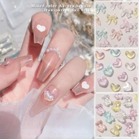 3d resin acrylic aurora nail art decorations colorful cute bear love heart bowknot sparkly crystal diy manicure accessories