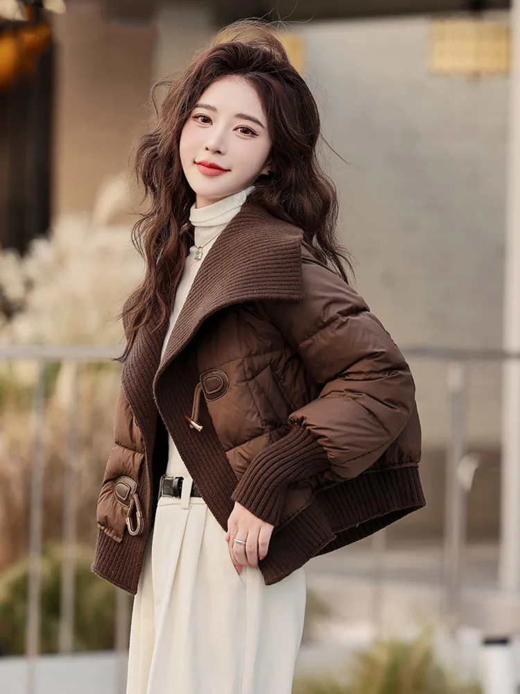 Лоскутный пуховик с хлопковой подкладкой женская одежда 2024 зимняя новая модная