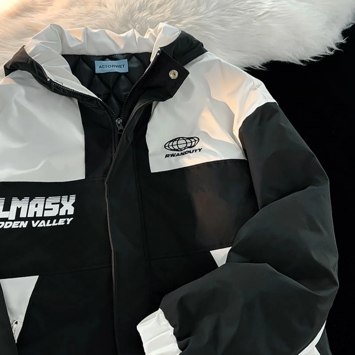 American High Street Machine Nengfeng Hooded Cotton Padded Jacket Women's Winter Hiphop Fashion Label Thickened Couple's Cotton