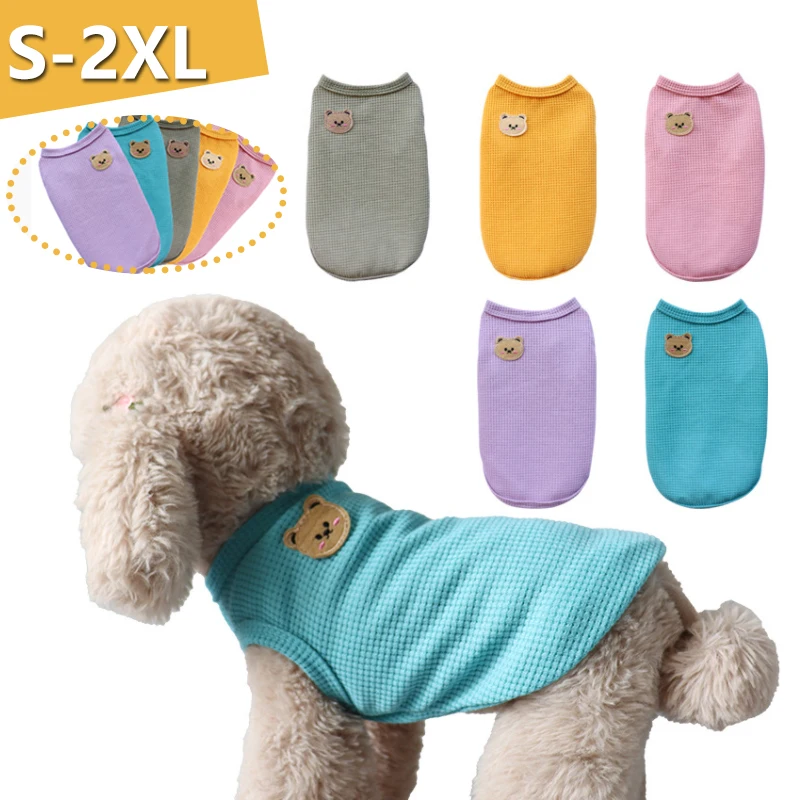 

New All Seasons Pet Cat Dog Clothes Waffle Pet Vest Small Medium-sized Dog Teddy Bear Dog Clothing Wholesale Dropshipping