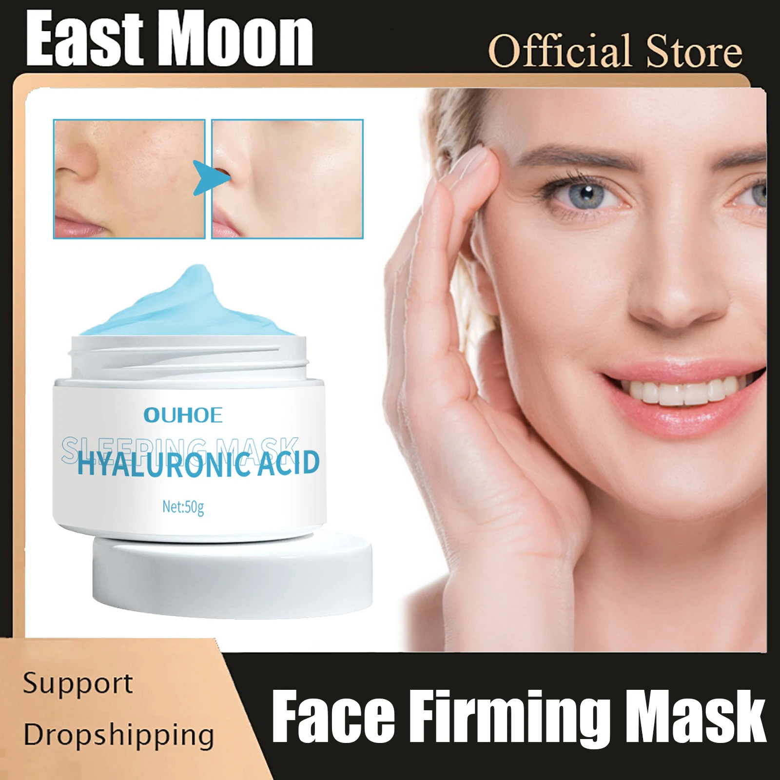 

Hyaluronic Acid Sleep Mask Moisturizing Nourishing Face Cream Shrink Pore Against Ages Reduce Wrinkles Brighten Facial Skin Care