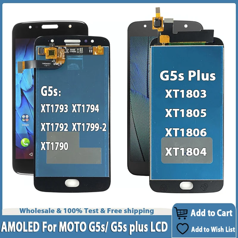 Amoled For Motorola Moto G5S LCD XT1793 XT1794 XT1792 Touch Screen Digitizer Assemble Plus Display XT1803 G5s |