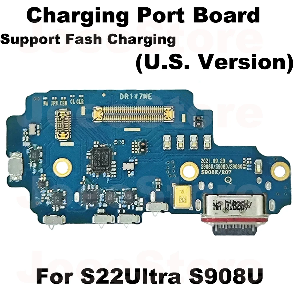 Фото Плата зарядного порта для Samsung S22 S21 S20 S23 Plus Ultra G998U S908U S901U S918U, USB-разъем для зарядки, док-кабель, американская версия №3