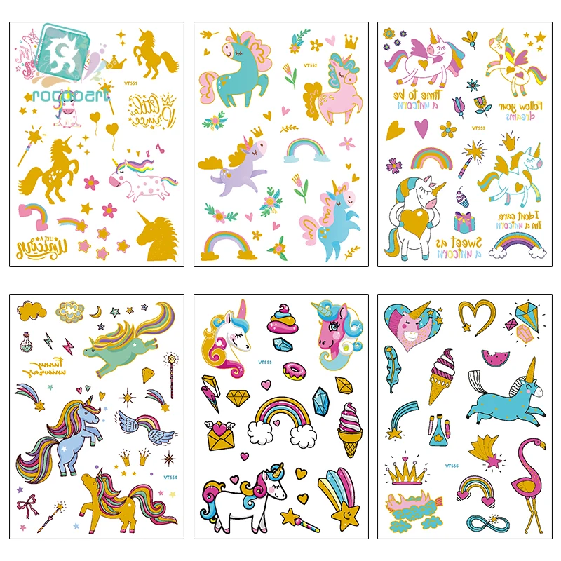 Временные татуировки ROCOOART Золотой единорог