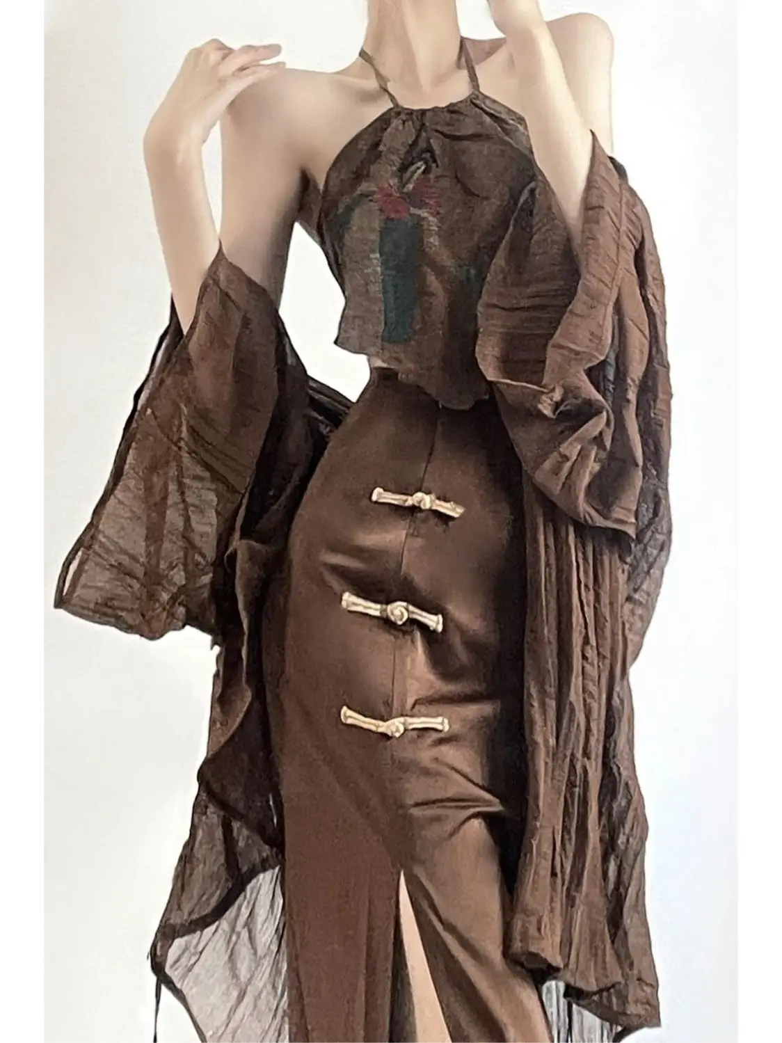 Женский костюм-тройка в стиле ретро Свободный Летний кардиган с вырезом-лодочкой