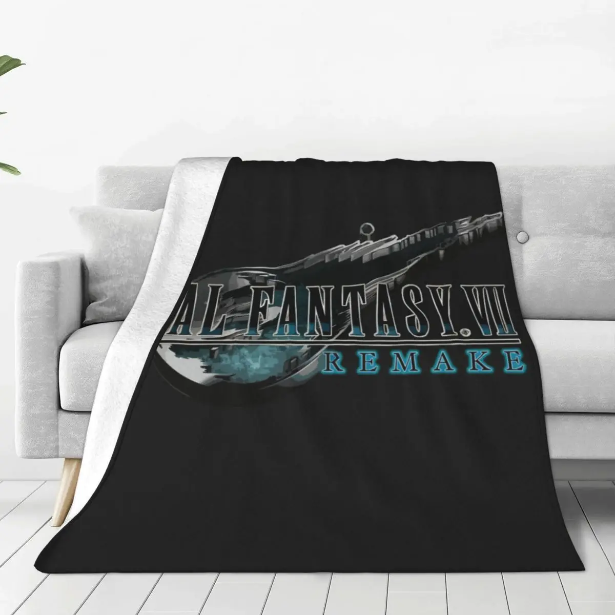 

Ffvii Remake Final Fantasy Logo Blanket Outdoor Bedspread Ultralight Furry Winter Bedspread Thin summer air conditioning blanket