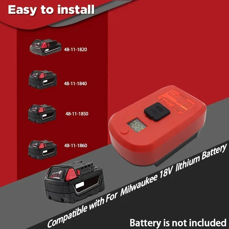 Фото Зарядное устройство HAKSINKY 65W USB, совместимое с литий-ионными аккумуляторами Milwaukee 18V, портативное зарядное устройство с портами USB/Type-C №5