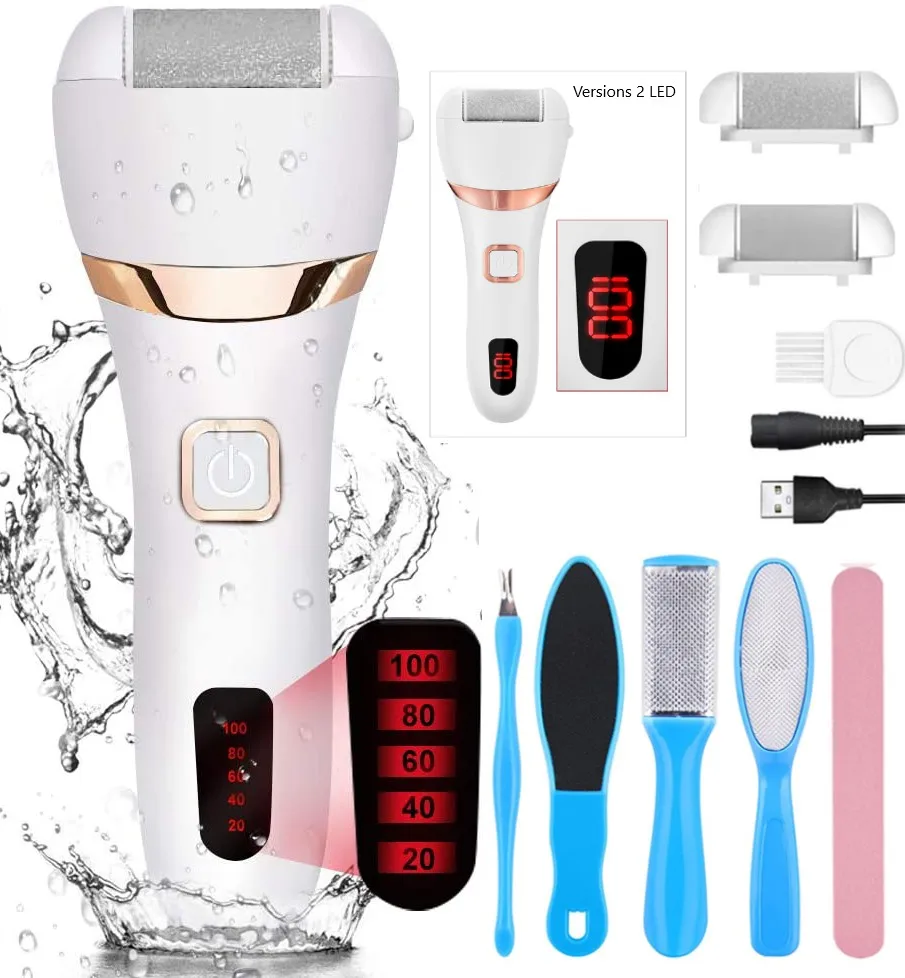 

8-in-1 New Rechargeable Electric Foot Callus Remover Professional Foot Pedicure Kit Waterproof Hard Skin Remover （white)