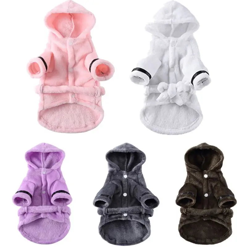 

Soft Quick Drying Pet Pajama With Hood Thickened Luxury Soft Cotton Hooded Bathrobe Super Absorbent Dog Bath Towel Pet Supplies