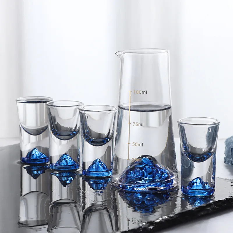 

Crystal Liquor Vodka Shot Glass Blue Mountain Wine Glasses Whiskey Glass Spirits Japanese Sake Korean Soju Brandy Shot Cup