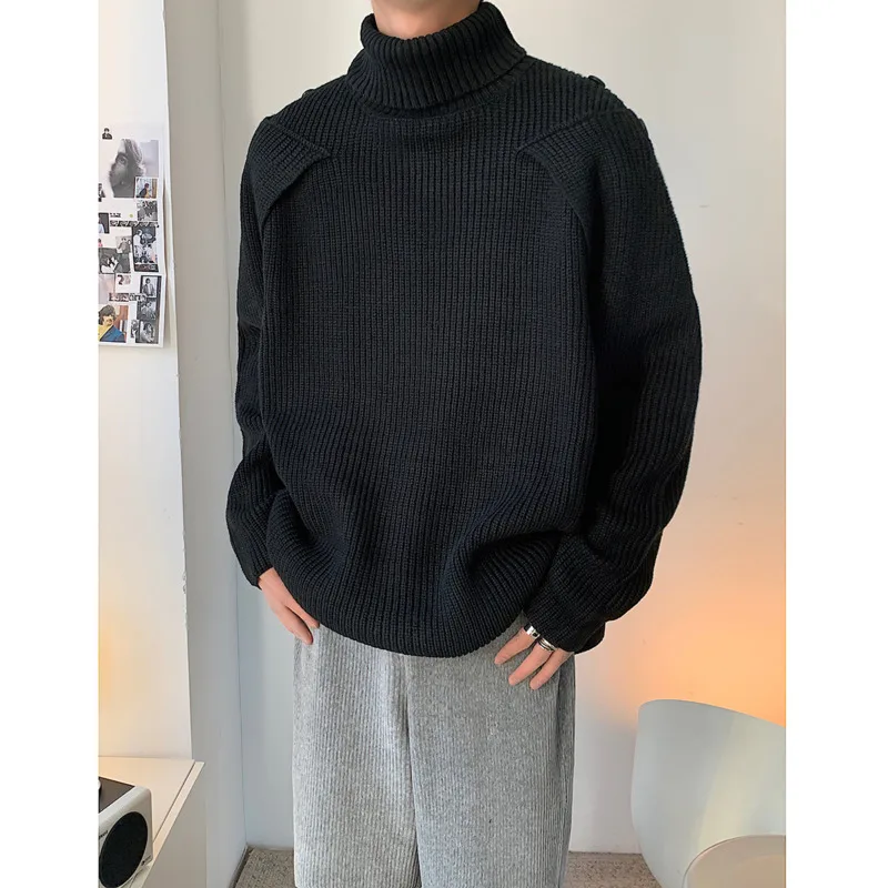 [oimg] Осенне-зимний мужской свитер с высоким воротником и силуэтом меньшинства