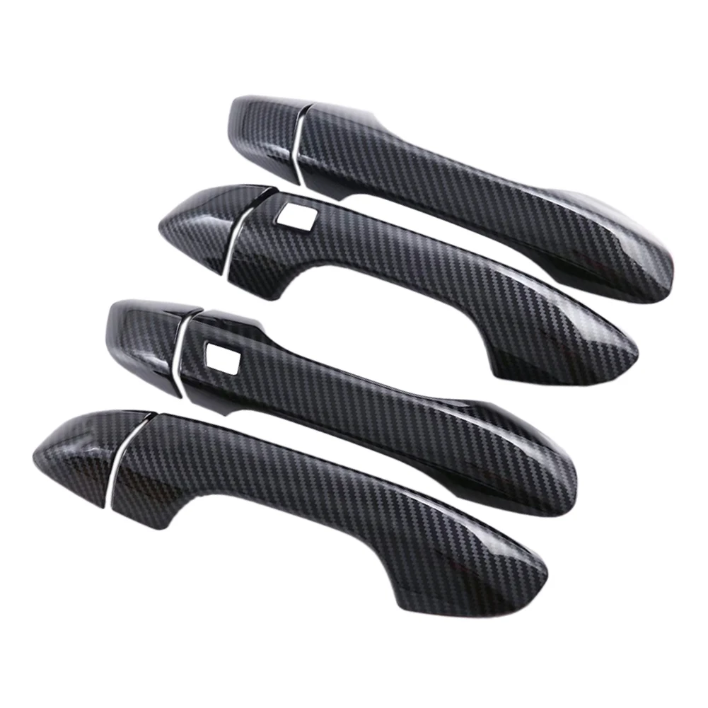 Набор накладок на внешнюю дверную ручку автомобиля черный стиль из углеродного