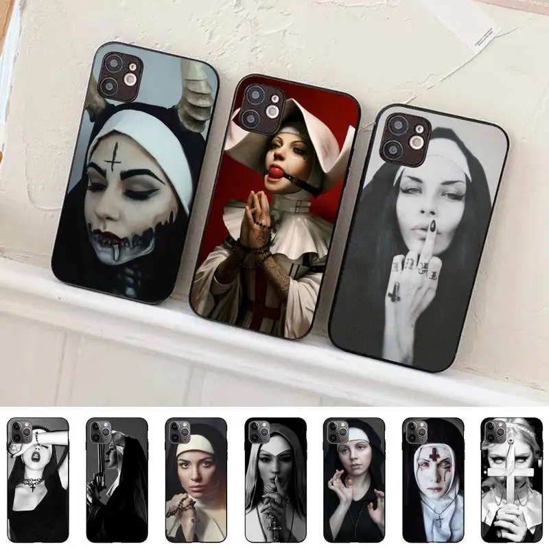 

TOPLBPCS Sister Nun Phone Case for iPhone 11 12 13 Mini Pro Max 8 7 6 6S Plus X 5 SE 2020 XR XS Funda Case