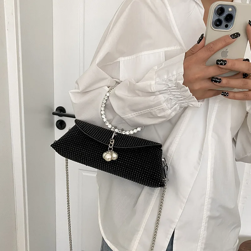 Glittery Diamond Handbags for Women 2023 Trend Unique Design Small Shoulder Bag Woman Fashion Luxury Party Elegant Evening Bag