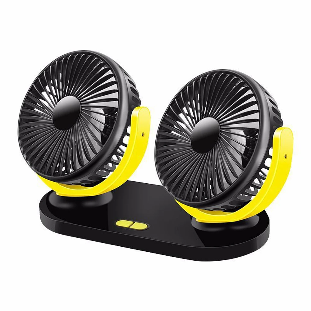 

3 Gears Electric Accessories Mini Air Cooling Auto Adjustable Dual Heads Vehicle Car Fan Universal Low Noise Summer Portable