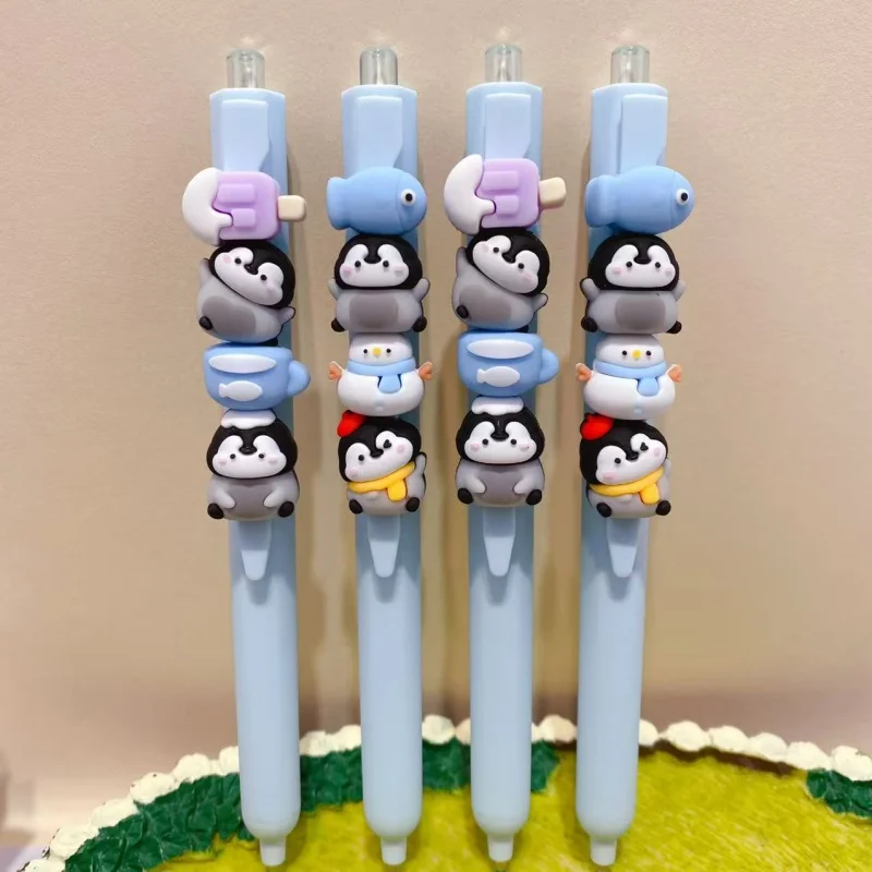 Фото 24 шт./лот, гелевые ручки Kawaii Penguin Press, милые ручки с черными чернилами 0,5 мм, нейтральные ручки для письма, офисные и школьные принадлежности №1