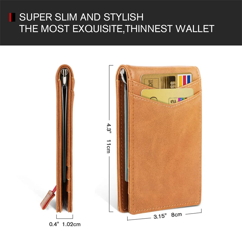Engraving Name Men Smart Wallets Credit Card Holder RFID Blocking Genuine Leather Wallet Card Holder with ID Card & Photo Window