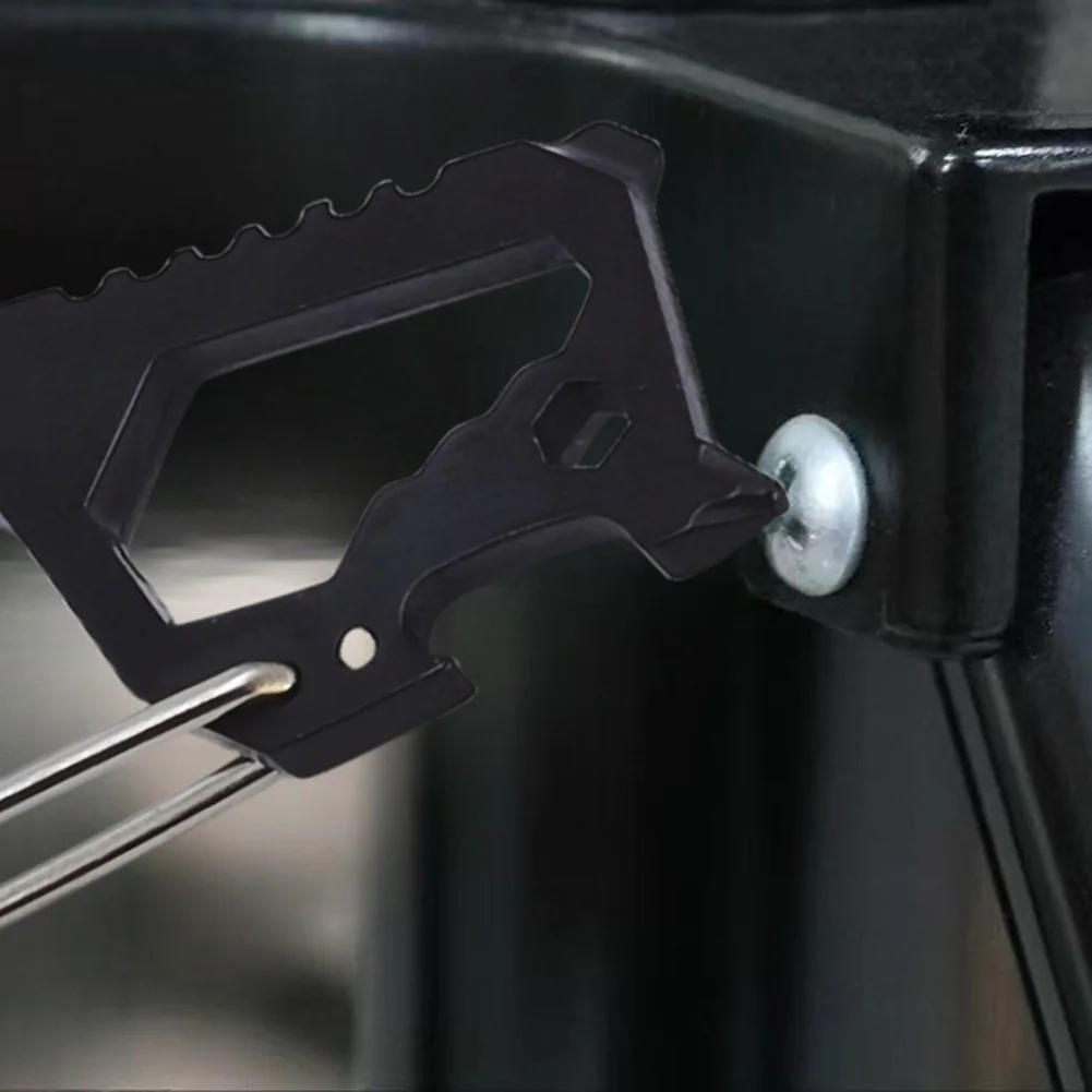 

Multifunctional Outdoor Keychain Pocket Tool with Bottle Opener Wrench Screwdriver Made from Durable Aluminum Alloy