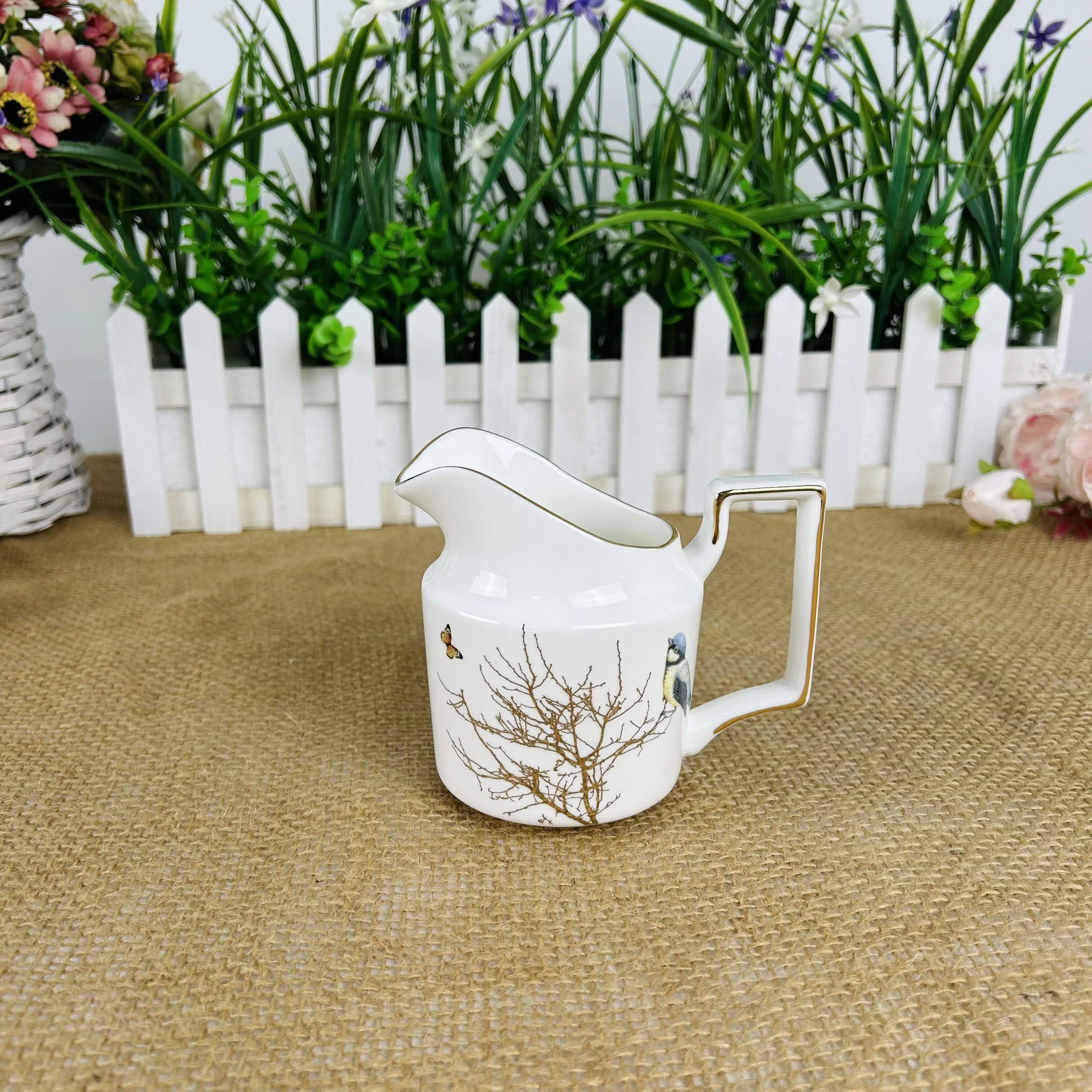 Кофейная посуда British Bone China Bird Butterfly кофейная чашка для суда банка крема сахарница