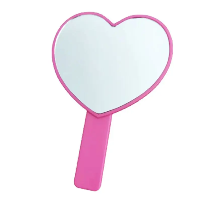 

L189 Portable Heart-Shaped Handheld Mirror with Handle Candy Color Cosmetic Tools U2JD