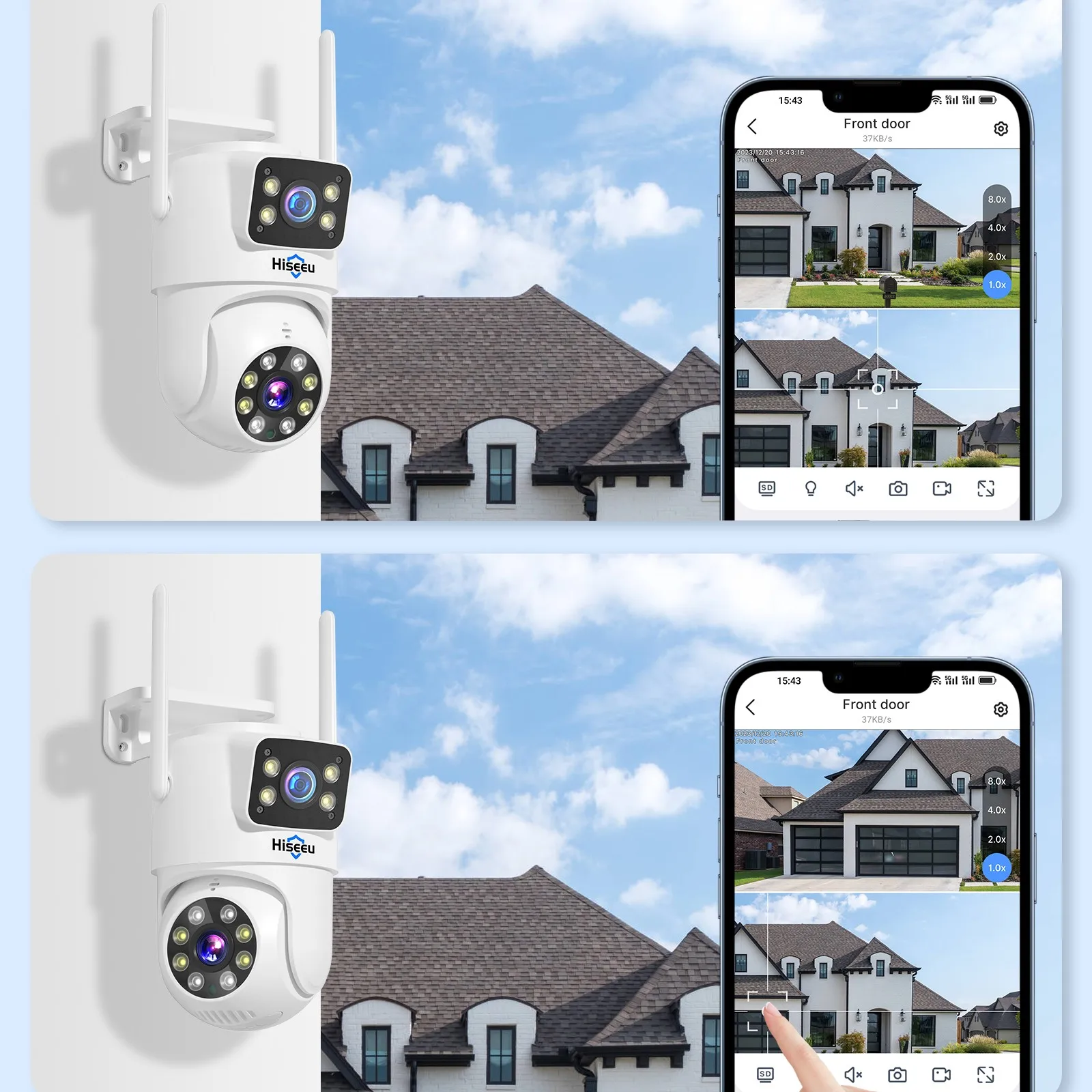 Hiseeu 6MP WiFi PTZ-камера 1536P двойной объектив с и автоматическим отслеживанием IP-камеры