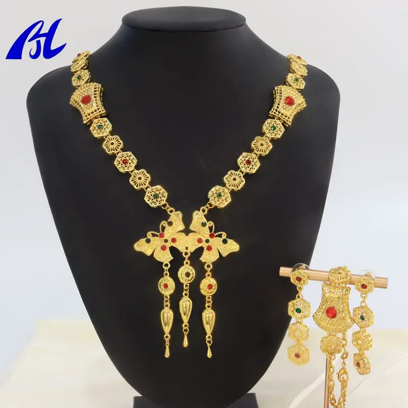 

Gold-Plated Bridal Jewelry Set, Long Butterfly Necklace, Ethnic Earrings, Exaggerated Female Jewel, Luxury Fashion