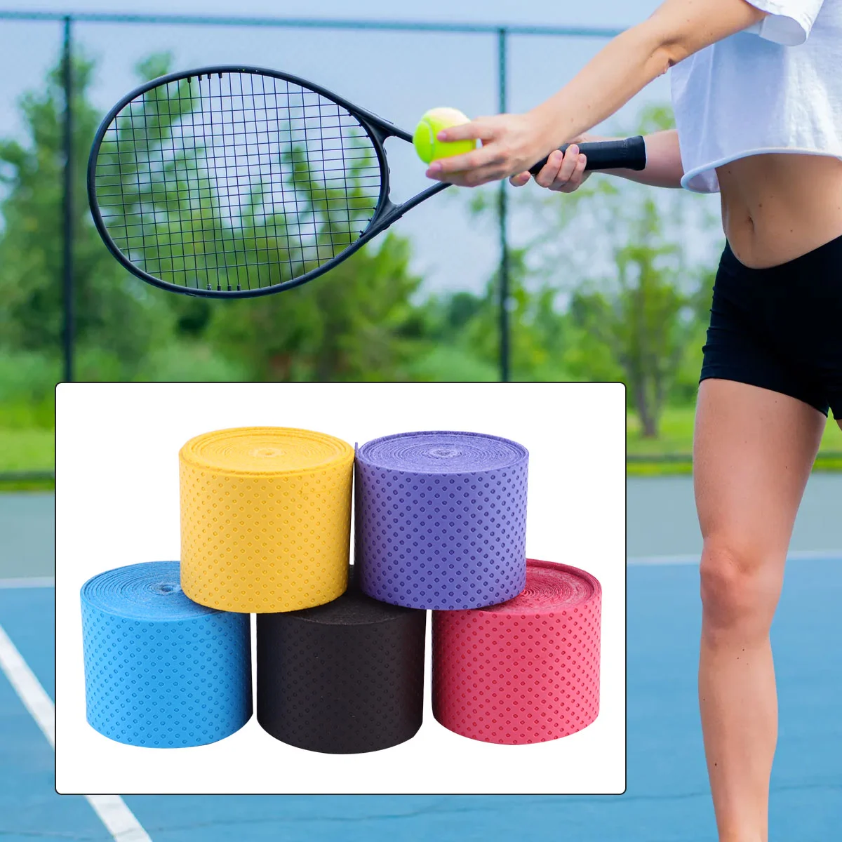 

Racket Grip Tennis Tape Badminton Overgrip Racquet Anti Band Wrap Wrapping Strap Squash Bands Head Grips Replacement White Blue