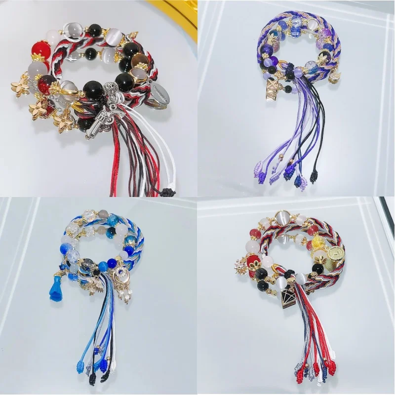 Женский браслет с кристаллами на цепочке подвеской в виде сердца