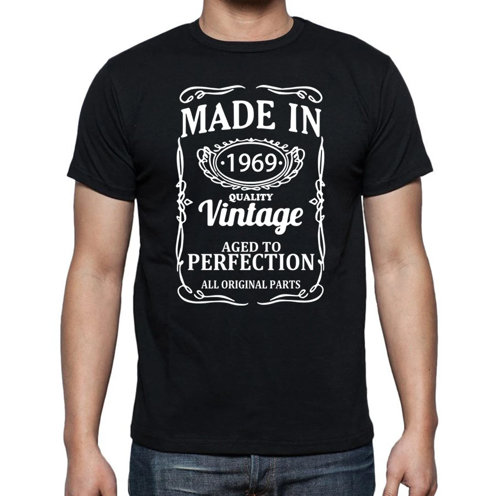 

Vintage Made In 1969 T Shirt Birthday Present Funny Unisex Graphic Fashion New Cotton Short Sleeve Novelty O-Neck Father T-shirt