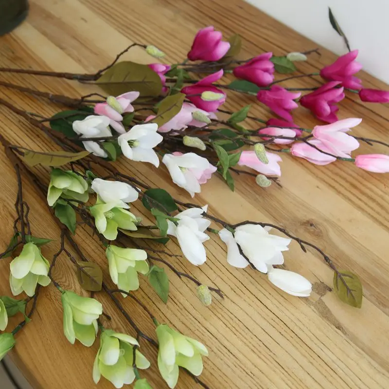 

9 Heads Magnolia Bouquet Artificial Silk Flowers Wedding Christmas Party Home Decoration Fake Flower