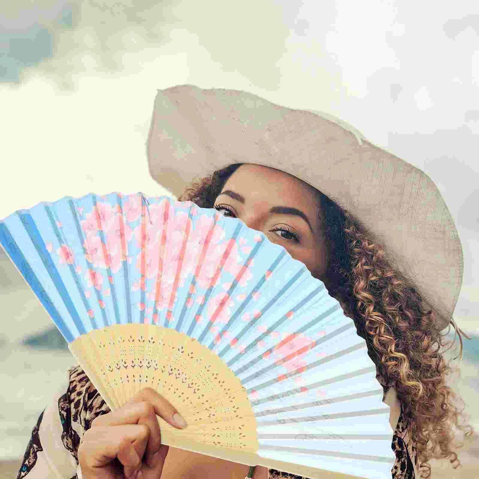 

Fan Folding Hand Wedding Hanfu Souvenirs Bamboo Silk Guests Summer Cooling Retro Dancing Japanese Traditional Tassel Fans Floral
