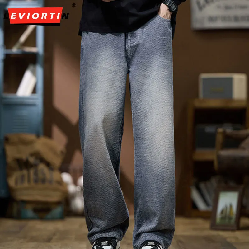 2024 осенние новые мужские модные брендовые потертые прямые джинсы со средней