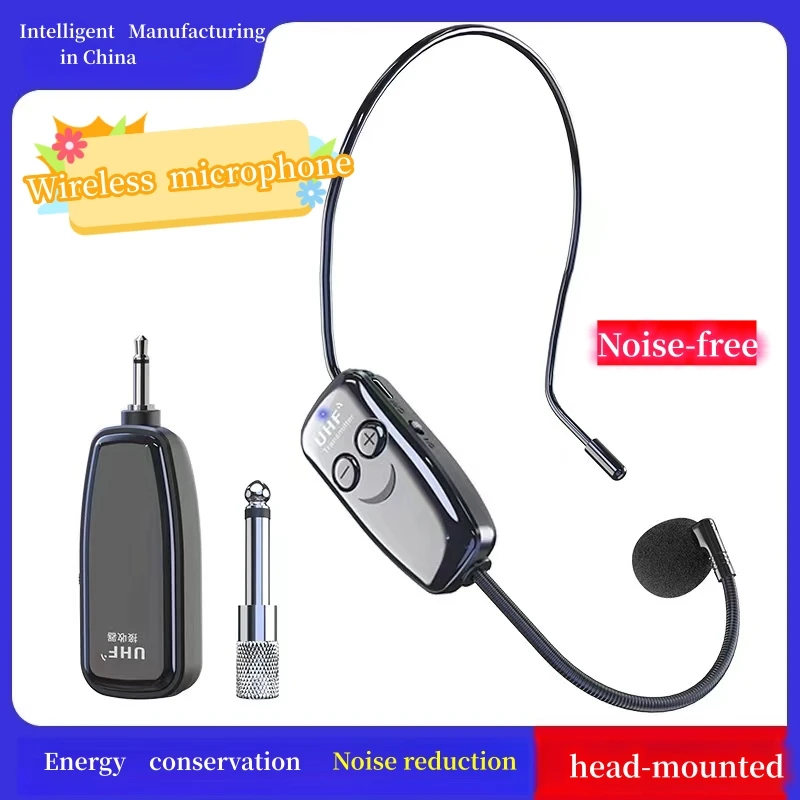 

A Drag Two Head Wearing Wireless Microphone Teaching Guide Small Bee Loudspeaker Headset Stage Sound microphone