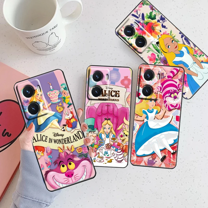 

Disney Alice in Wonderland For OPPO A5 A9 A72 A53 A74 Find X2 X3 Pro Lite Neo Reno 5 6 Pro Realme GT 5G Black Phone Case